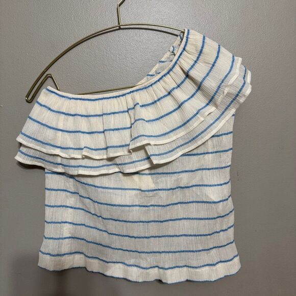 Sézane NWT Adeline striped cotton one shoulder top size 4 - Picture 2 of 7